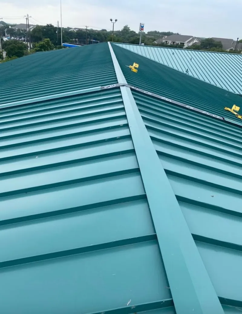 Green commercial metal roof ridge and valley for Metal Roof Repair in Battle Ground